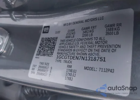 2022 Chevrolet Colorado 4Wd Short Box Z71 from USA, damaged, VIN 1GCGTDEN7N1318751